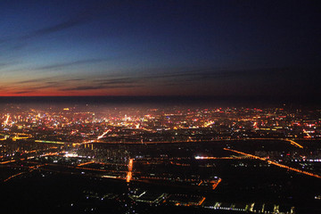 俯瞰城市夜景 暮色 沈阳