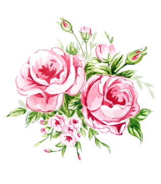手绘玫瑰花束