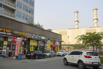 韩国华城市街景 餐馆餐厅