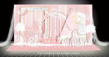 粉色大理石纹婚礼主题背景设计