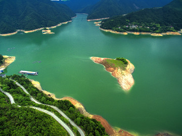 丽水云和仙宫湖小岛航拍