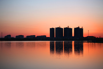 大庆 时代广场 万宝湖 夜景