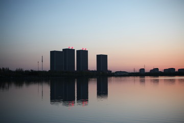 大庆 时代广场 万宝湖 夜景