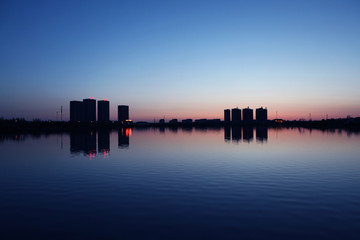 大庆 时代广场 万宝湖 夜景