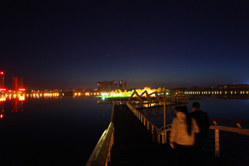 大庆 时代广场 万宝湖 夜景