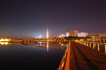 大庆 时代广场 万宝湖 夜景