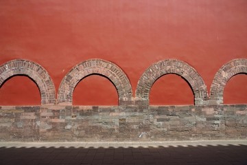 故宫 红墙 纹理 拱形 背景