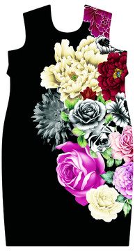 数码印花女装花型图案设计分层