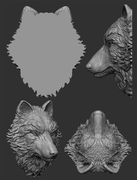 STL狼头模型 可打印