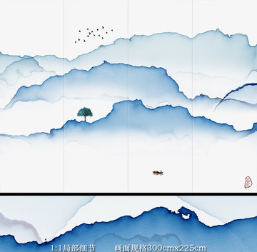 新中式抽象水墨山水装饰画