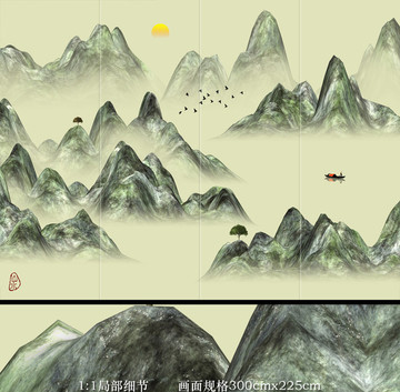 抽象意境山水画 客厅沙发山水画