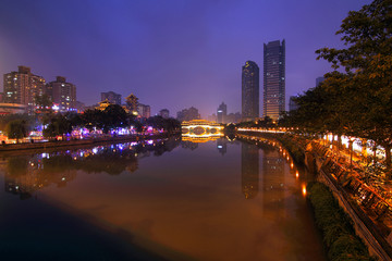 成都锦江城市风光夜景