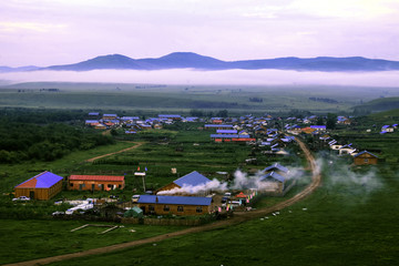 清晨边境山村