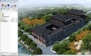 古建寺庙鸟瞰图3D模型下载