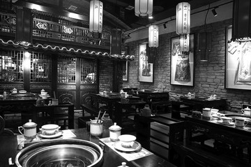 餐厅黑白图片