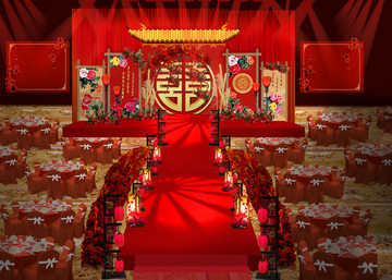 中式婚礼厅内效果图