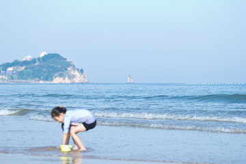 海边 玩耍 儿童