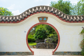 中式园林大门 月洞门 明清风格