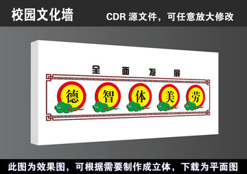 学校校园全面发展立体文化墙展板