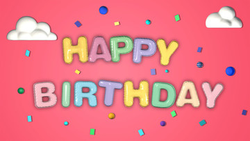 生日快乐3D气球字