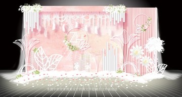 粉色唯美浪漫婚礼主题背景设计