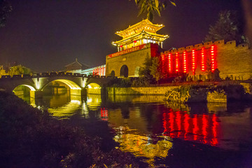 枣庄市台儿庄古城夜景