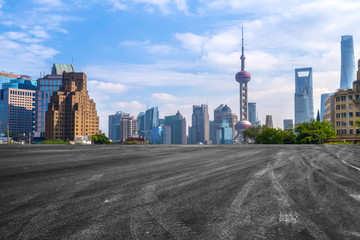 上海城市道路和陆家嘴建筑群
