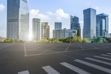 杭州钱江新城建筑景观和沥青路面