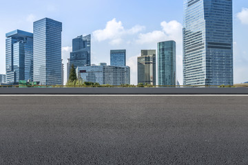 杭州钱江新城建筑景观和沥青路面