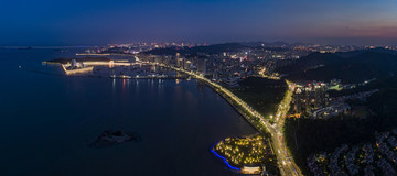 航拍珠海海湾夜景