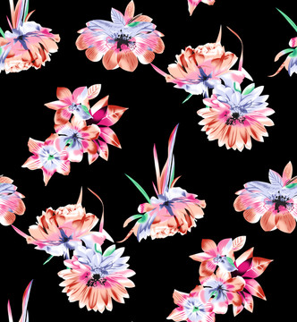黑底花卉