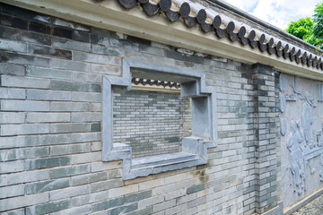 中式园林围墙漏窗花窗墙洞
