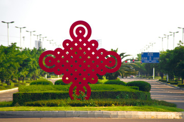 城市路缘花境中国结雕塑