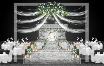 白绿小清新婚礼仪式区效果图