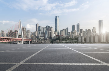 重庆渝中半岛和城市道路沥青路面