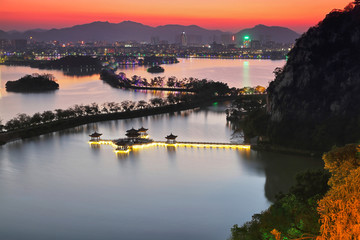 肇庆星湖七星岩风光夜景