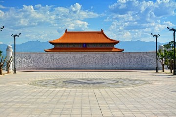陕西道教金台观三清殿广场影壁