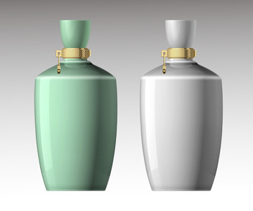 青瓷白瓷酒瓶设计效果图