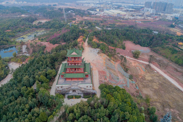 航拍赣州五龙客家风情园