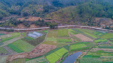 航拍江西赣州农村田园风光