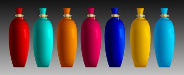 彩色酒瓶设计效果图