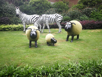 动物雕塑  斑马 羊