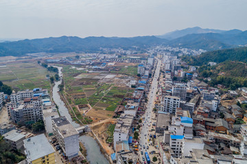 江西赣州农村乡镇集市风光航拍