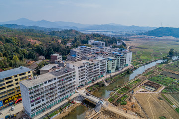 江西赣州农村乡镇集市风光航拍