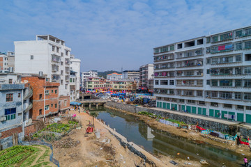 江西赣州农村乡镇集市风光航拍