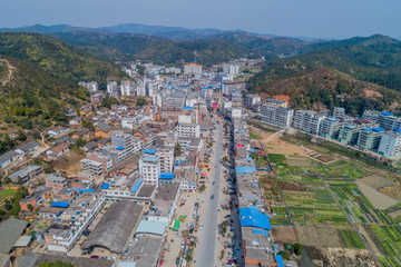 江西赣州农村乡镇集市风光航拍