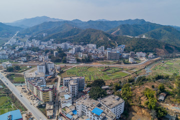 江西赣州农村乡镇集市风光航拍