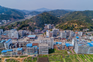 江西赣州农村乡镇集市风光航拍