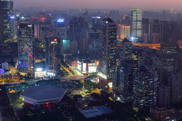 广州天河珠江新城城市风光夜景