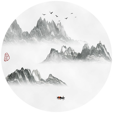 抽象意境水墨山水画